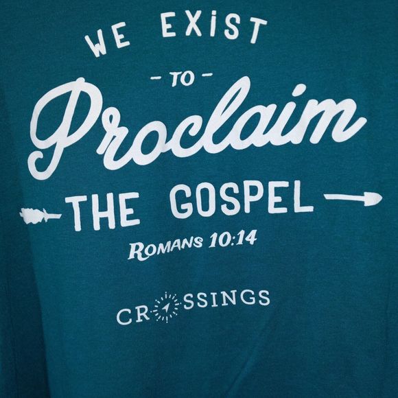 Christian T-Shirt Adult Size L Short Sleeve Green Crew Neck Gospel Jesus God - Picture 3 of 9